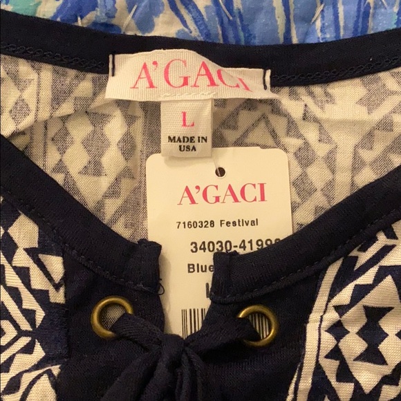 NWT A’gaci tribal print lattice tank top - Picture 2 of 3